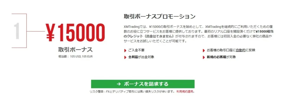 XMTrading|口座開設ボーナス15,000円