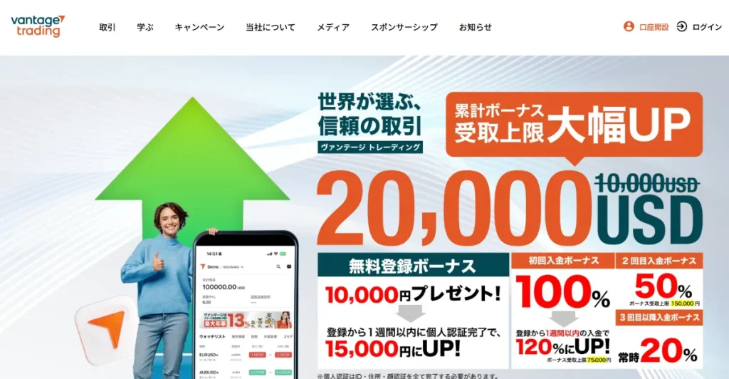 VantageTradingはボーナスで両建てができるおすすめの海外FX業者